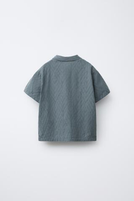 ZARA РУБАШКА ИЗ ЖАККАРДА С РЕЛЬЕФНЫМ УЗОРОМ, НЕФТЯНОЙ
