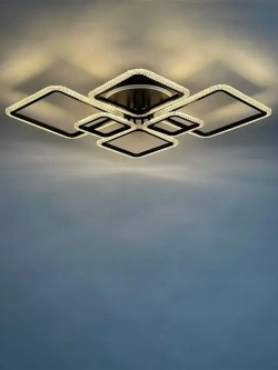 Неолайт люстра потолочная светодиодная с пультом черная RGB-подсветка музыкальная колонка SF8002/7C-BK-RGB