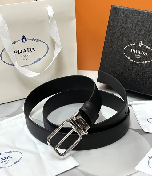 Двухсторонний ремень Prada чёрный