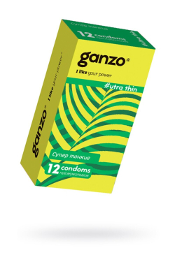 Презервативы Ganzo Ultra thin, ультратонкие, латекс, 18 см, 12 шт