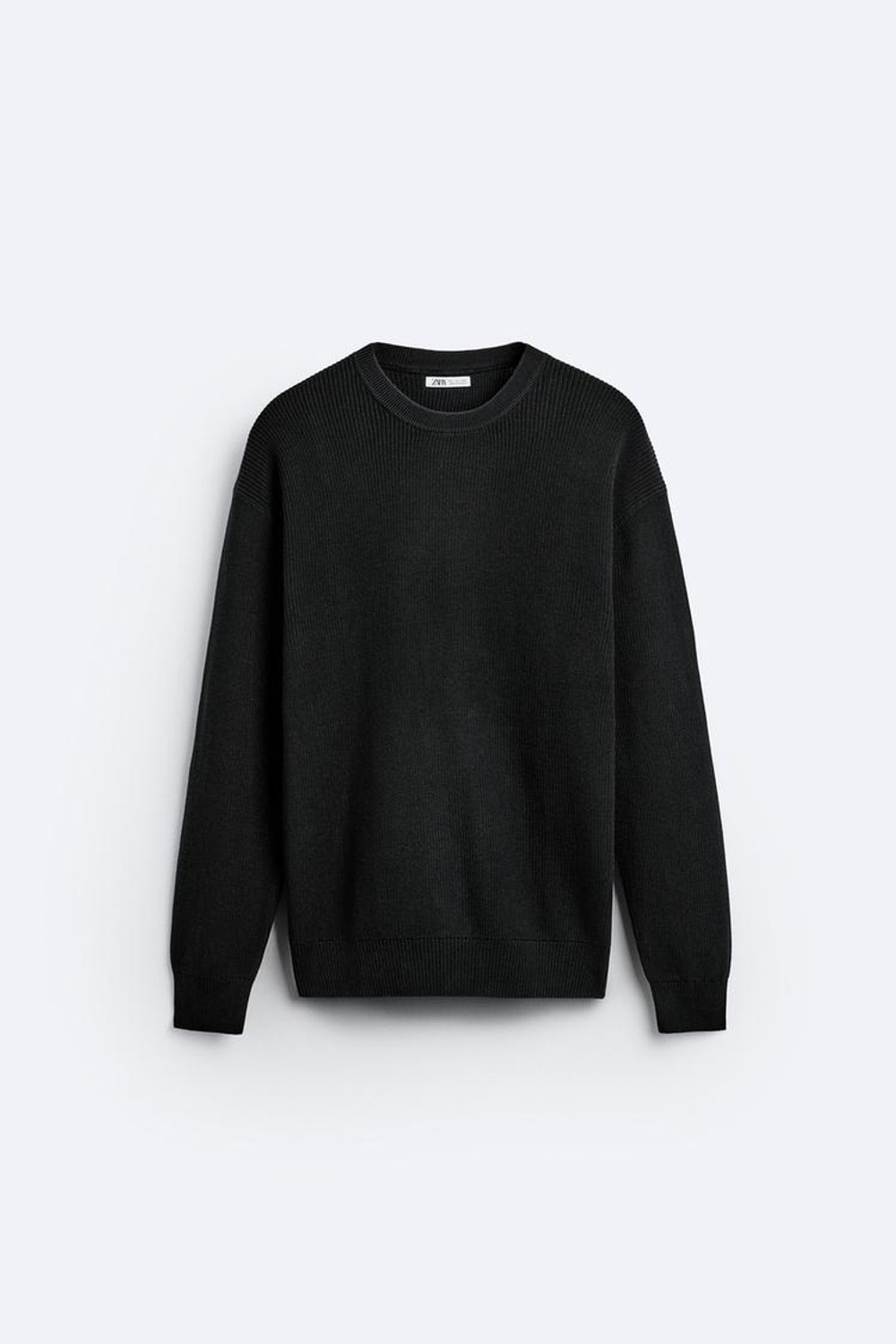 ZARA СВИТЕР ЖЕМЧУЖНОЙ ВЯЗКИ, ЧЕРНЫЙ