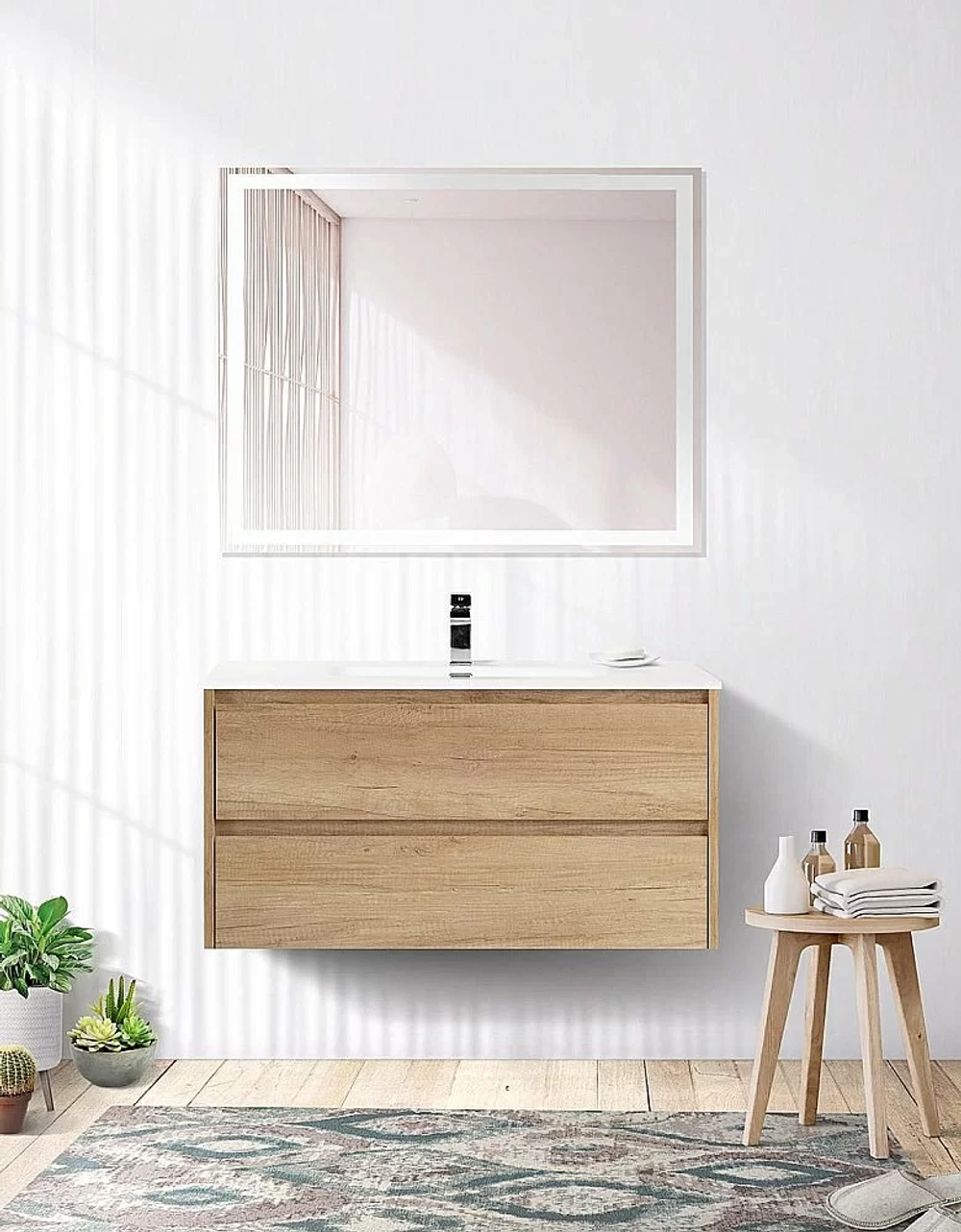 Тумба с раковиной BelBagno KRAFT 100 2C-SO/LOV-1000-LVB Rovere Nebrasca Nature