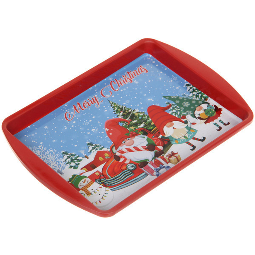 Поднос жестяной 20*14см «Веселые гномы на машине»