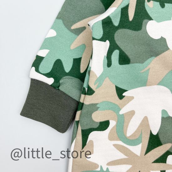 Комбинезон из футера "Прятки в листьях" тропический камуфляж