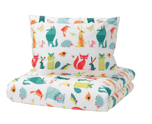 LATTJO ЛАТТЖО Пододеяльник и наволочка 150х200/50х60 см, звери