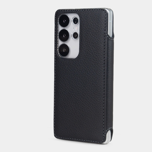 Чехол-книжка для Samsung Galaxy S25 Ultra из кожи теленка, черного цвета