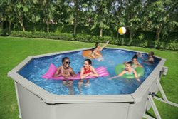 Стальной бассейн Bestway Hydrium Oval Pool 610х360х120 см + песочный ф/насос 5678 л/ч, лестница, тент, подстилка (56369 BW)
