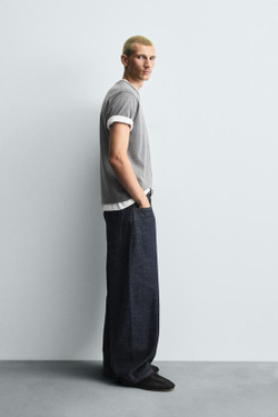 ZARA ДЖИНСЫ BALLOON FIT, ТЕМНО-СИНИЙ