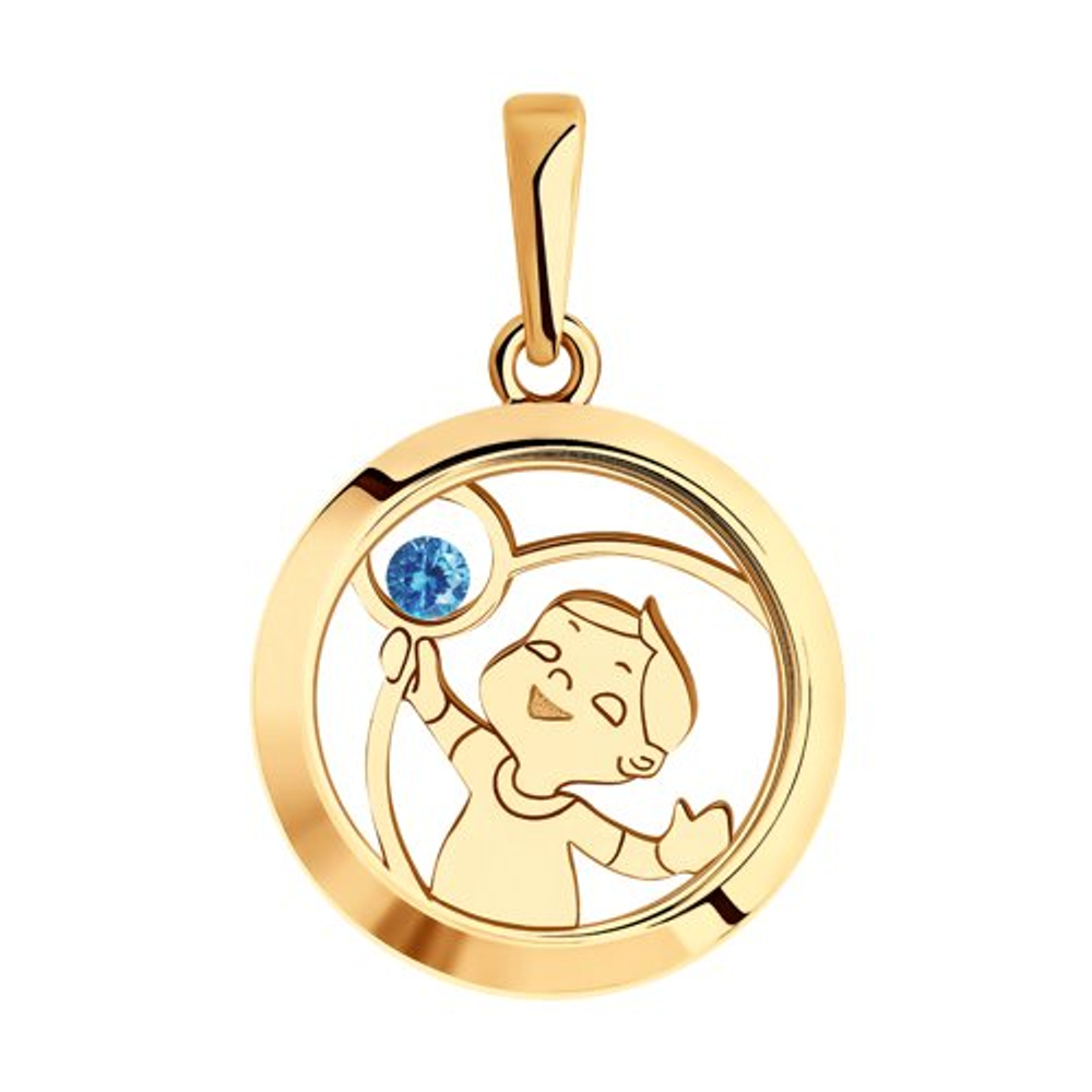 Подвеска Мальчик из золота с фианитами