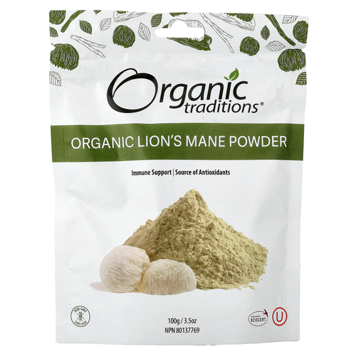 Organic Traditions, органический ежовик гребенчатый, в порошке, 100 г (3,5 унции)