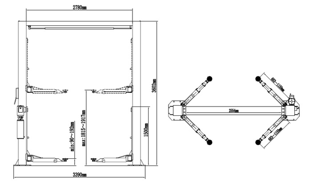 PEAK 208C Подъемник 2-х стоечный 4 т.