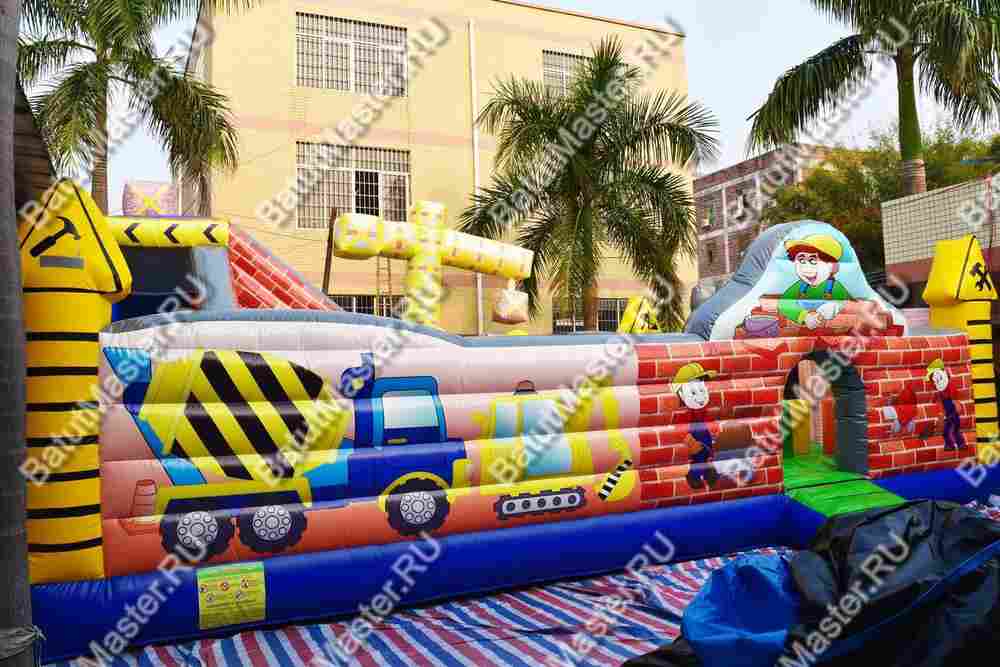 Коммерческий надувной батут "Строители 2" 10*8*5