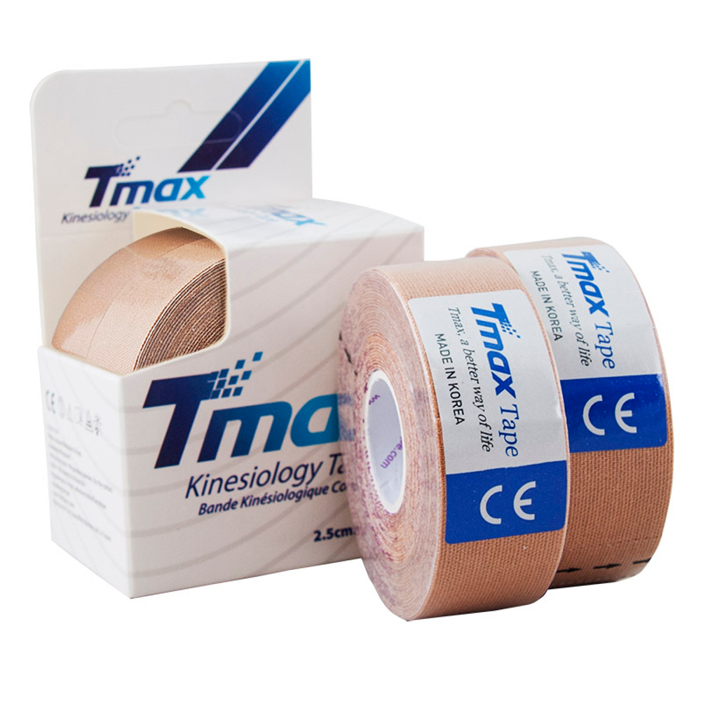 Тейп кинезиологический TMAX Extra Sticky 2,5 см x 5 м, уп. 2 шт, 423815, телесный