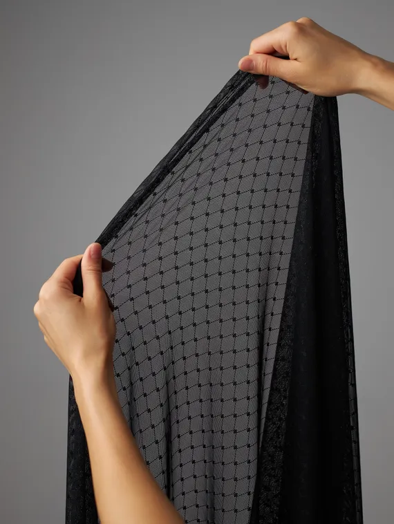 Сетка эластичная, франц. решетка, черный 170