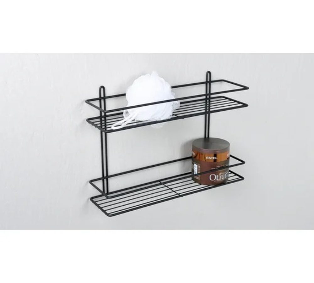 Полка прямая двухэтажная черная FX-730B-2