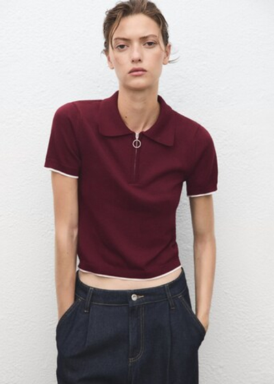 Джемпер с воротником поло на молнии