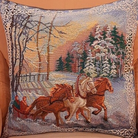 Гобеленовая наволочка "D. ТРОЙКА", Россия.