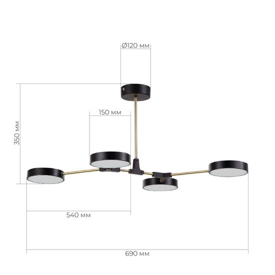 SLE6004-402-04 Светильник потолочный Черный, Латунь/Черный LED 4*10W MONTA