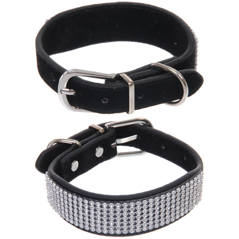 Ошейник для собак и кошек со стразами «#на стиле», цвет черный, 2см, размер XS, 20*25см (лейбл)