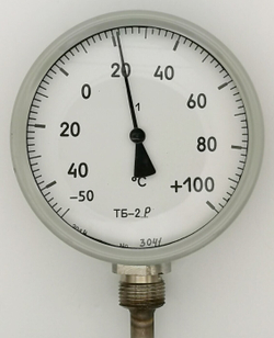 Термометр биметаллический ТБ-2Р (-50+100) 100 мм 1.5 G1/2 радиальный