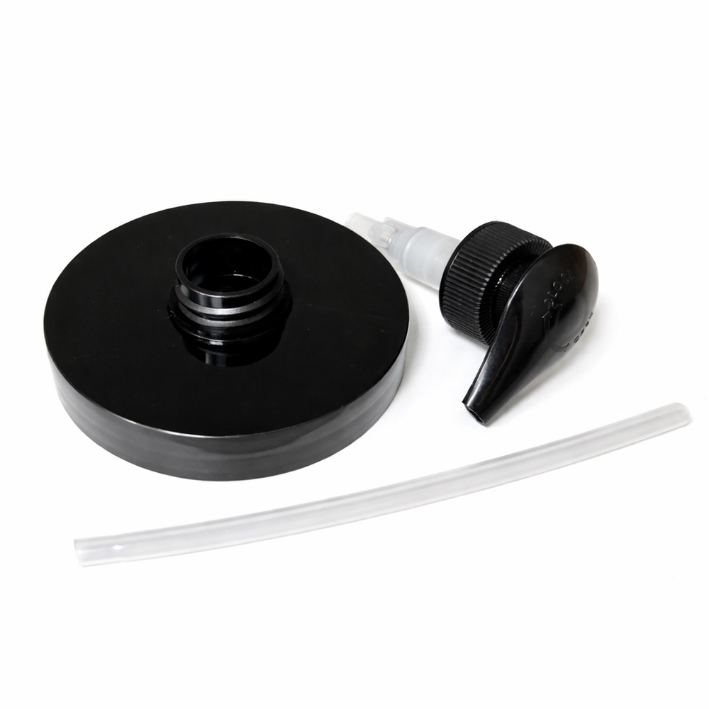 Крышка 89 черная с Дозатором для мыла, винтовой рифленый капелька