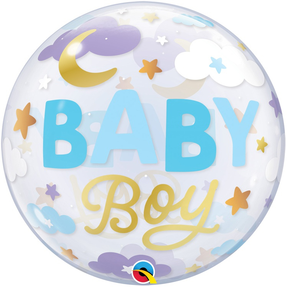 Баблс - сфера 3Д "Звезды и луна Baby Boy"