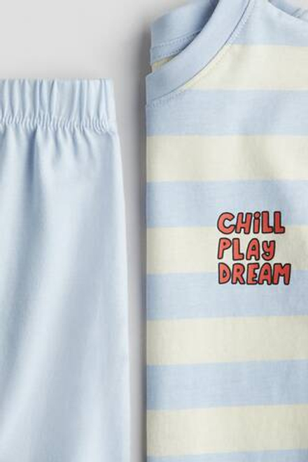 H&M Пижамный комплект с принтом, светло-голубой