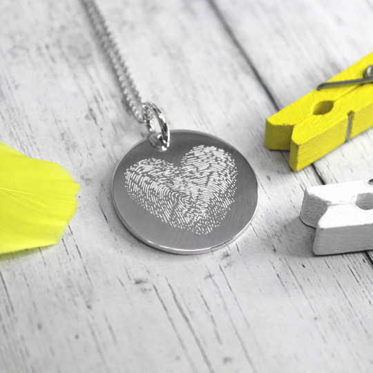 Серебряный кулон FingerHeart с отпечатками пальцев, 25 мм (ручная работа)