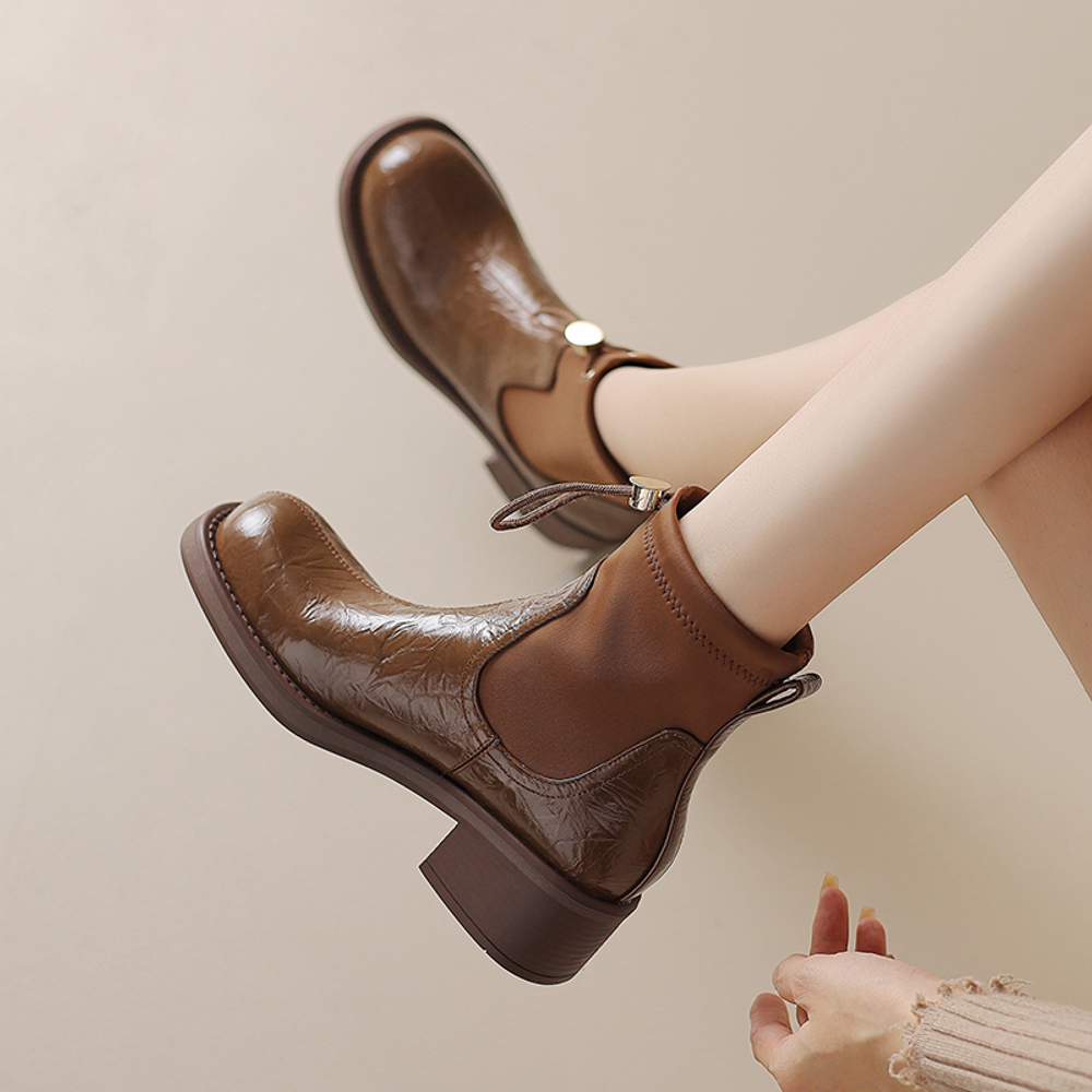 BAISHITING Cow Leather Ankle Boots 5cm Women"s