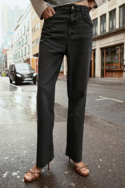 ZARA ДЖИНСЫ Z.02 STRAIGHT ANKLE С ВЫСОКОЙ ПОСАДКОЙ, ЧЕРНЫЙ