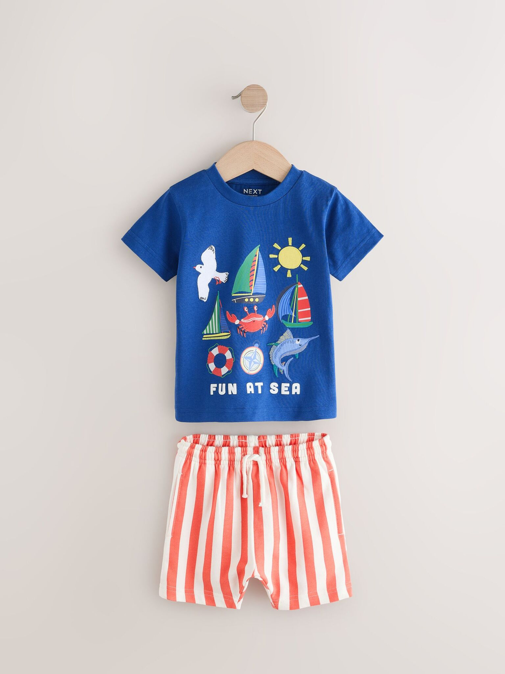 Футболка и шорты в комплекте для мальчика Next E63-611, Синий, Красный, Белый