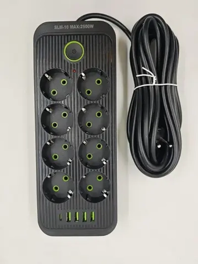 Сетевой фильтр Artdem удлинитель сетевой 5м, 2500 Вт, 8 розеток, черный