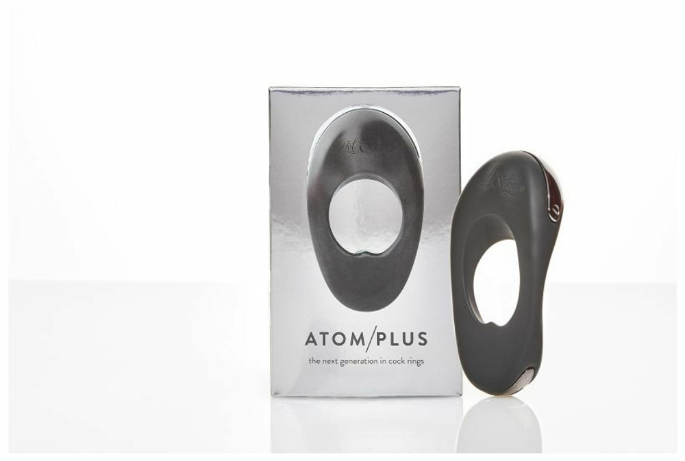 Черное эрекционное виброкольцо с двумя виброэлементами ATOM PLUS (Цвет: черный)