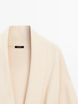 Massimo Dutti Вязаный кардиган с поясом, бежевый
