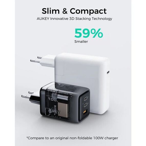 Cетевое зарядное устройство Aukey Comet Mix 100W (AWC-PA-C5G) Grey