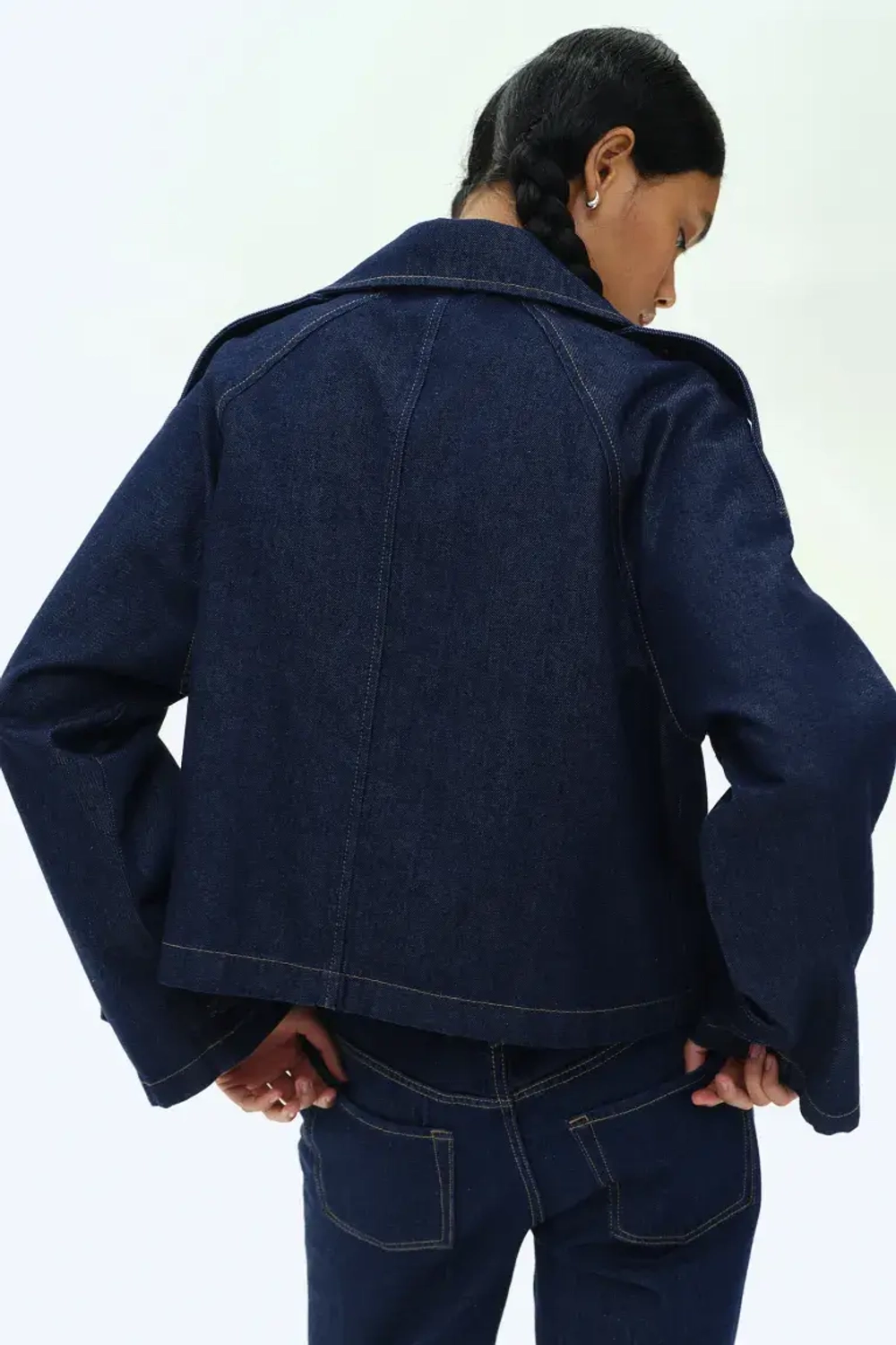 H&M КОРОТКИЙ ТРЕНЧ, ТЕМНО-СИНИЙ