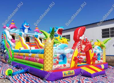 Коммерческий надувной батут "На морском дне" 12х7х6,5 м из двух модулей