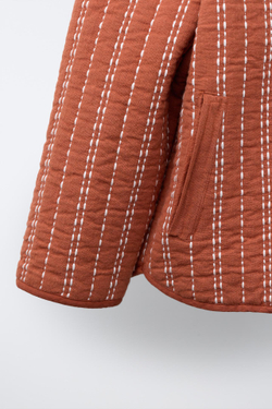 ZARA КУРТКА С ВЫШИВКОЙ, ЧЕРЕПИЧНЫЙ