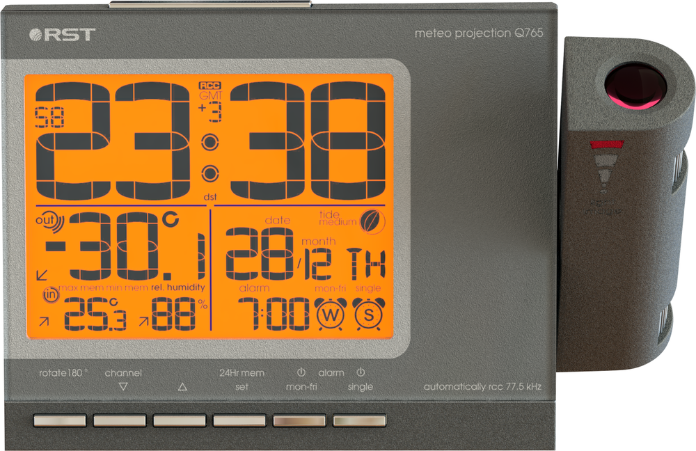 Проекционные часы c радиодатчиком RST meteo projection Q765, темный графит