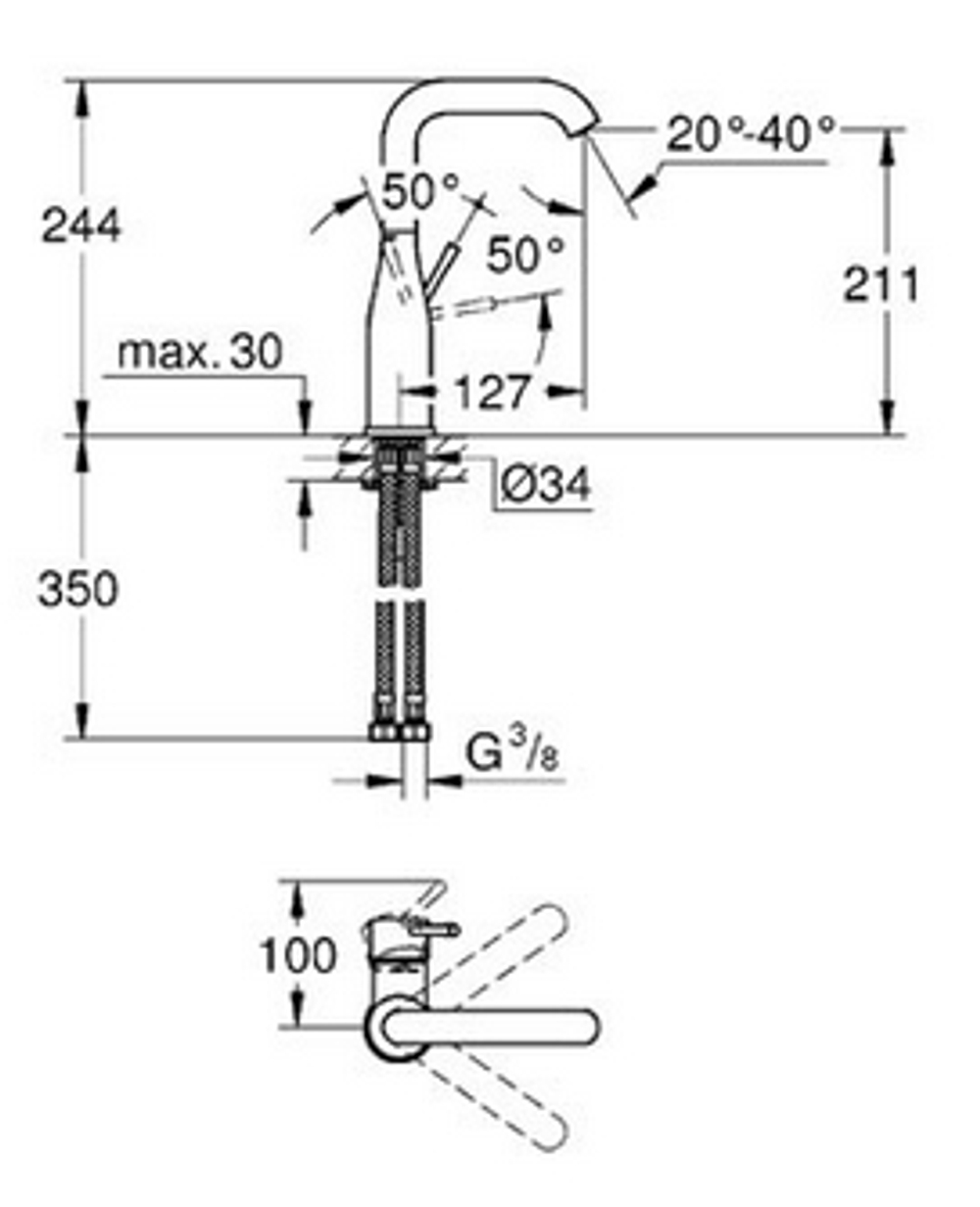 Смеситель для раковины однорычажный GROHE Essence 1/2 L-Size 23541001