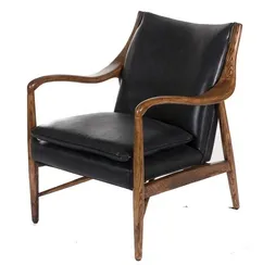 Кресло Finn Juhl Model 45, орех, черная кожа