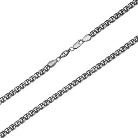 Цепь из серебра/Бисмарк/Чернение/Со вставкой спаси и сохрани /С алмазой огранкой