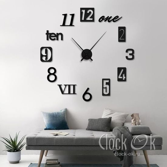 Настенные 3D часы Number