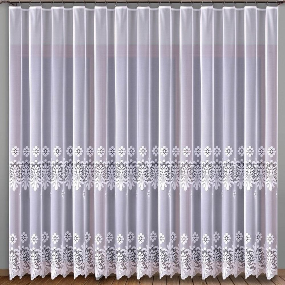 Занавеска "Ф. ФАМА" на шторной ленте, цвет белый, Польша.