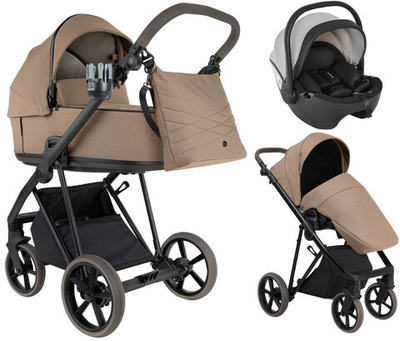 Детская коляска Roan Sol 2.0 3 в 1 с автокреслом Pituso Baesa Pro Black,Beige Canopy SLL/32/T Mocha Mousse/Black/руч.Cappuccino