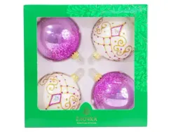 Набор стеклянных шаров Тайна 4 шт., 75 мм., фиолетовый, Ёлочка (С1790/1)