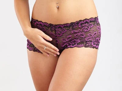 Черно-фиолетовые кружевные шортики, (46) (Цвет: черный, фиолетовый)