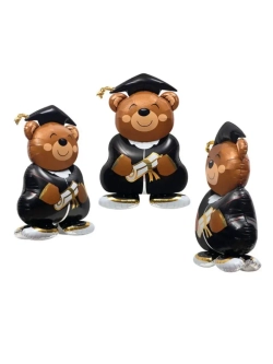 Воздушный шар Мишка выпускник на подставке