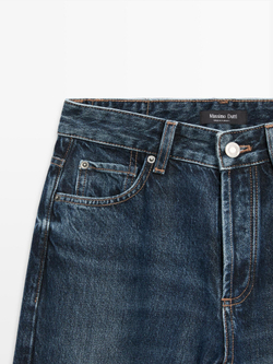 Massimo Dutti Джинсы со средней посадкой и широкими штанинами, средне-синий
