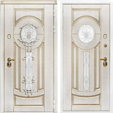Входная металлическая дверь Сириус со стеклом и ковкой